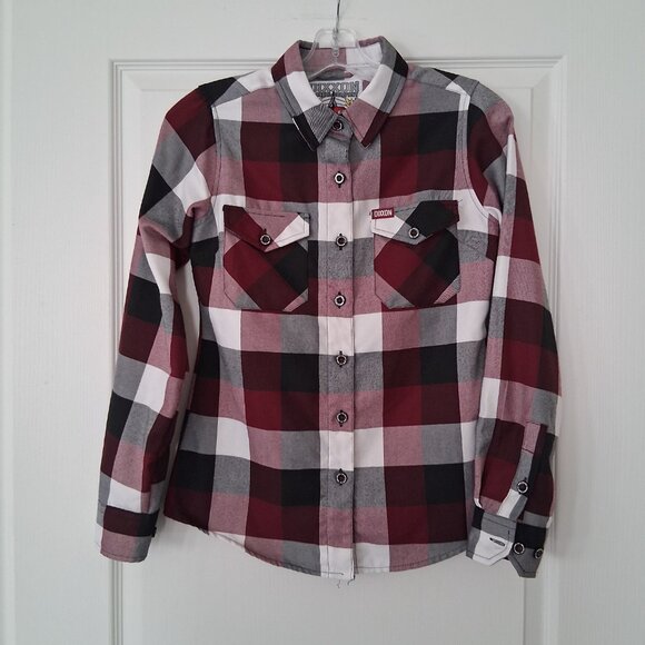 Dixxon Flannel Southpaw Shirt Women Small Purple Plaid Workwear Cabincore - Picture 1 of 9